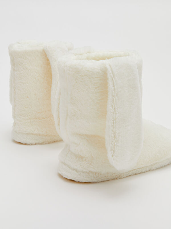 Tavşan Figürlü Pelüş Kadın Ev Botu Panduf - Görsel 6