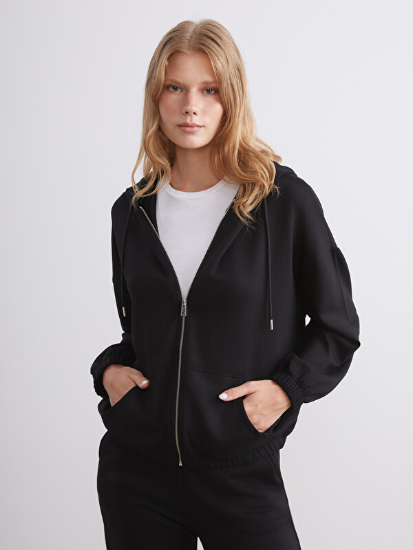 XSIDE Kapüşonlu Oversize Kadın Fermuarlı Sweatshirt