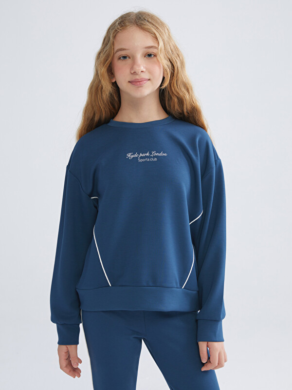 LCW Kids Қыздарға арналған жұмсақ жанасымды спорттық костюм дөңгелек жағалы