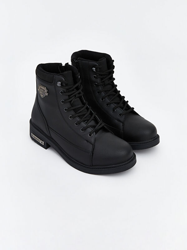 Bağcıklı Deri Görünümlü Erkek Bot - Görsel 2