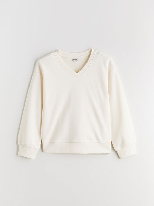 LCW Kids V Neck Girls' Sweatshirt