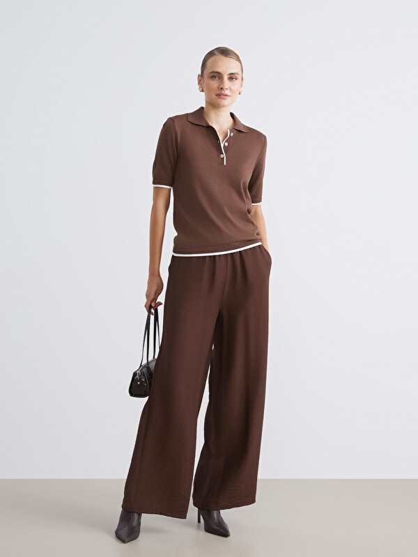 LCW Modest Elastic Waist Wide Leg Women's Trousers