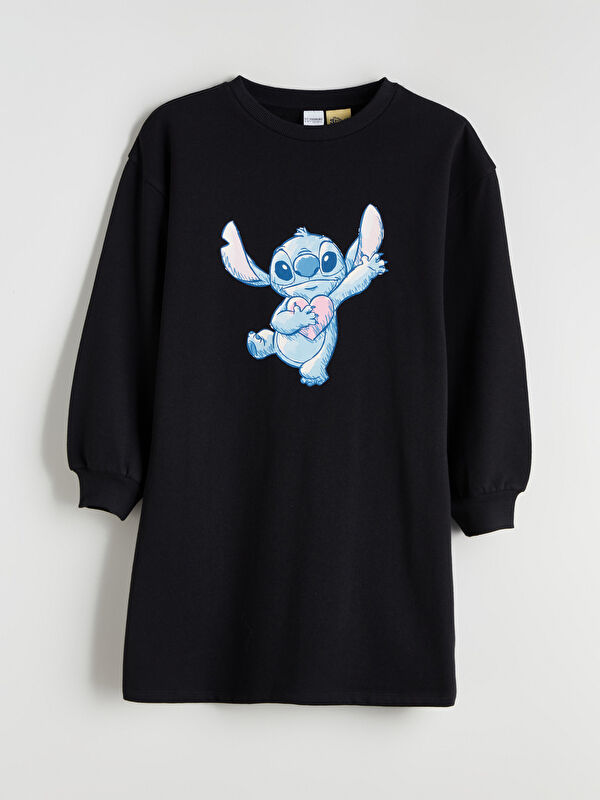 LCW Kids Crew Neck Stitch Printed Girls' Dress