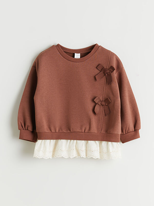 LCW Kids Fırfırlı Fiyonklu Kız Çocuk Sweatshirt