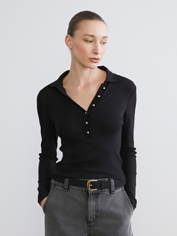 LCW EVERYDAY Polo Yaka Modal Karışımlı Kadın Tişört
