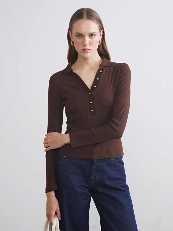 LCW EVERYDAY Polo Yaka Modal Karışımlı Kadın Tişört