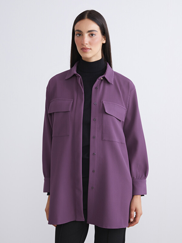 LCW Modest Dokulu Oversize Kadın Gömlek Tunik
