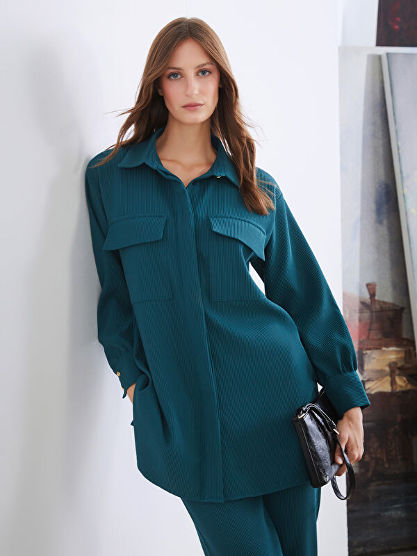 LCW Modest Dokulu Oversize Kadın Gömlek Tunik