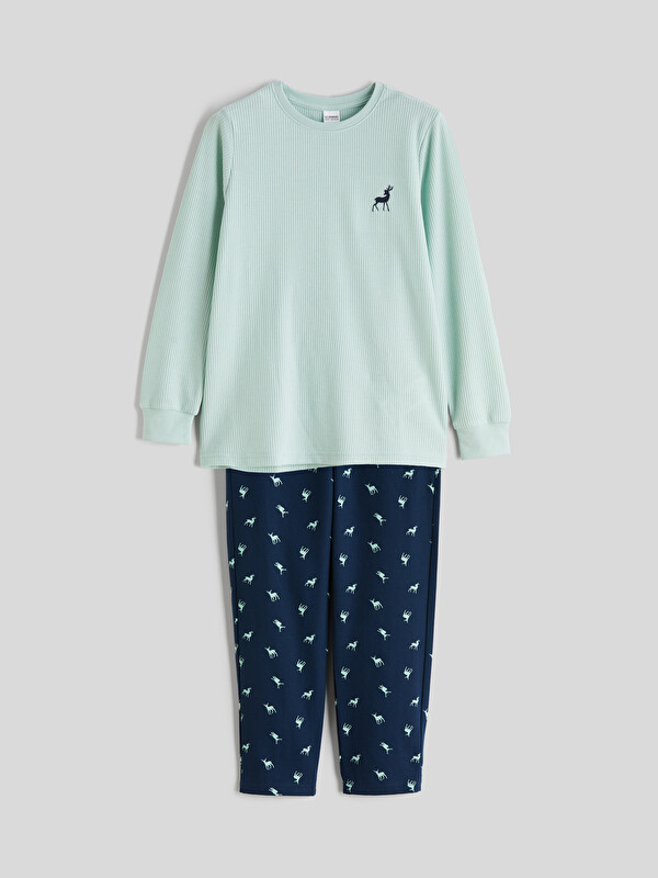 LCW Kids Baskılı Waffle Erkek Çocuk Pijama Takımı