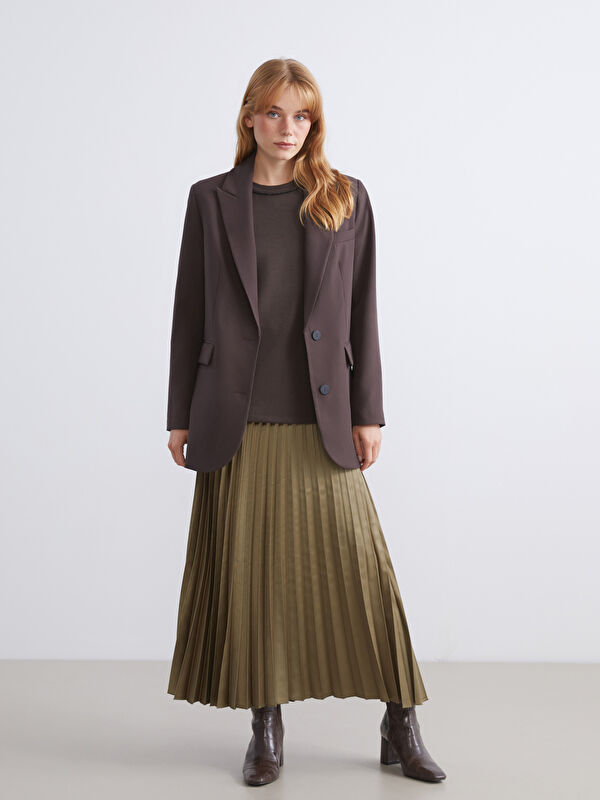 LCW Modest Beli Lastikli Saten Pileli Etek