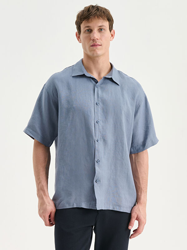 LCW Vision Regular Fit Kısa Kollu %100 Keten Erkek Gömlek