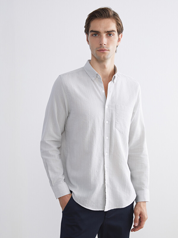LCWAIKIKI Classic Regular Fit Uzun Kollu Armürlü Erkek Gömlek