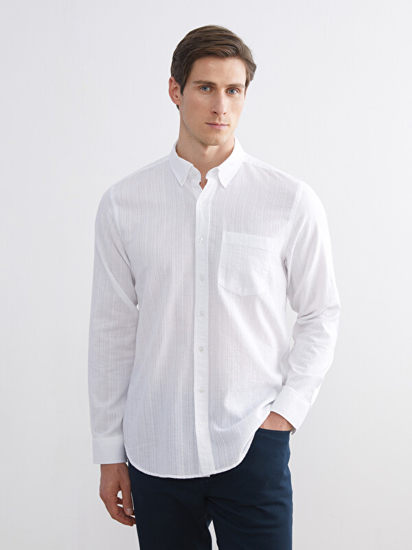 LCWAIKIKI Classic Regular Fit Uzun Kollu Armürlü Erkek Gömlek