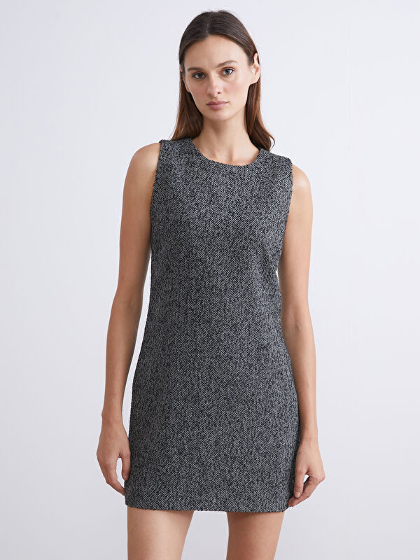 LCW Vision Fischgrätenmuster A-Linien Mini Kleid