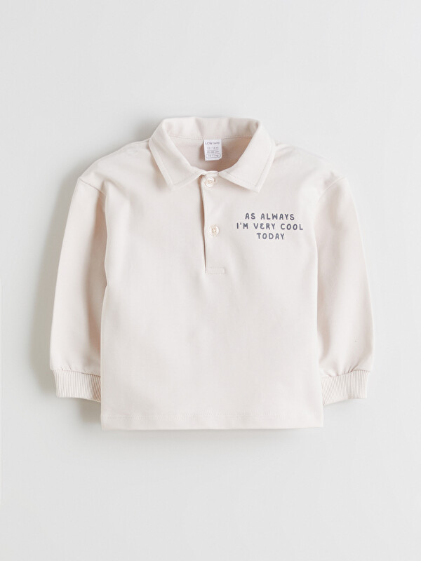 LCW baby Polo Yaka Baskılı Erkek Bebek Sweatshirt