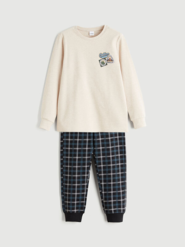 LCW Kids Crew Neck Printed Boys' Pyjama Set