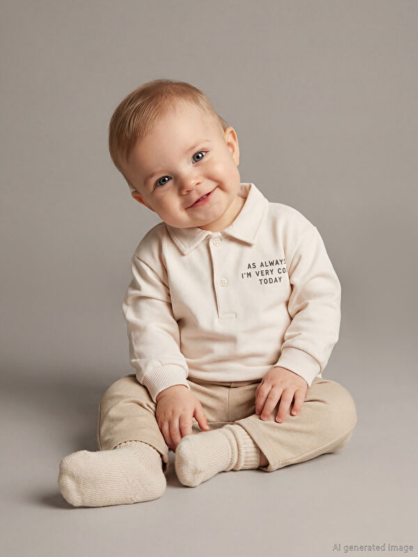 LCW baby Polo Yaka Erkek Bebek Sweatshirt ve Pantolon