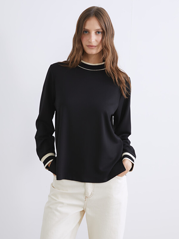 LCW EVERYDAY Dik Yaka Şerit Detaylı Kadın Sweatshirt Tunik