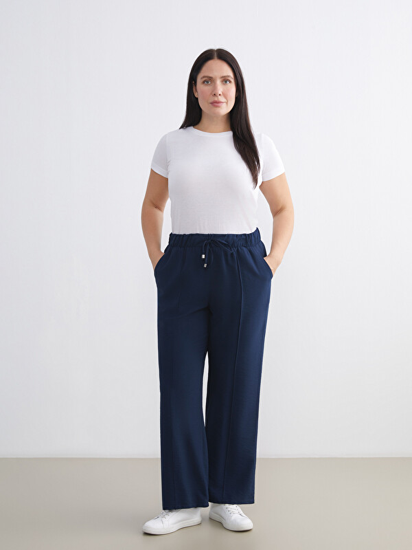 LCWAIKIKI Classic Beli Lastikli Geniş Paça Kadın Pantolon