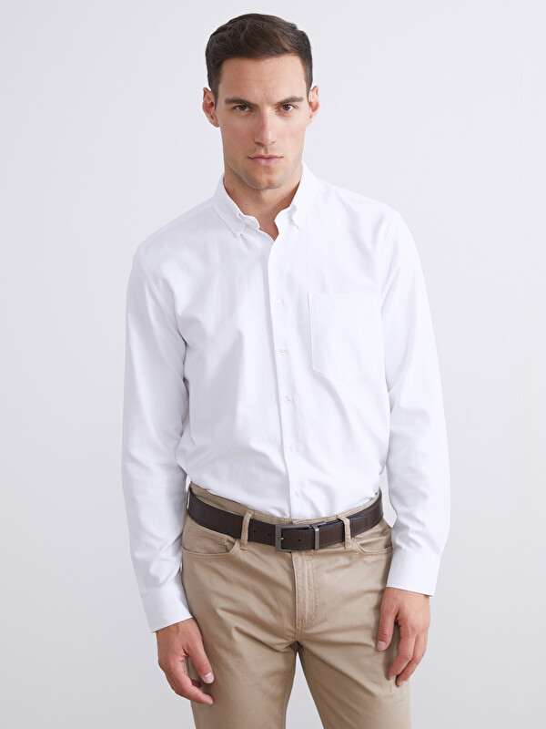 LCWAIKIKI Classic Regular Fit Uzun Kollu Armürlü Erkek Gömlek