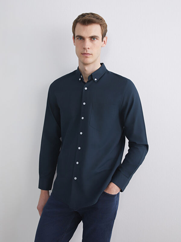 LCWAIKIKI Classic Regular Fit Uzun Kollu Armürlü Erkek Gömlek