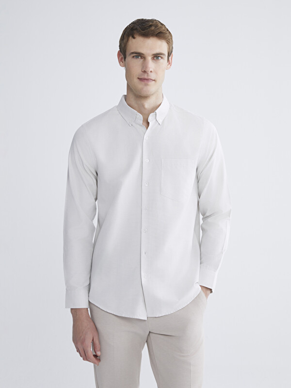 LCWAIKIKI Classic Regular Fit Uzun Kollu Armürlü Erkek Gömlek