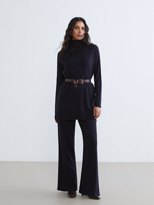 LCW Modest Beli Lastikli Geniş Paça Kadın Triko Pantolon