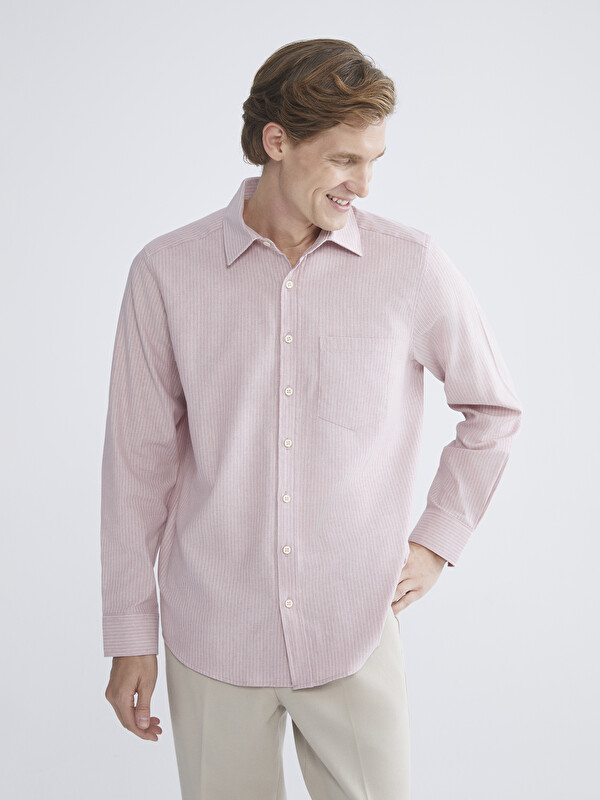 LCWAIKIKI Classic Regular Fit Uzun Kollu Çizgili Poplin Erkek Gömlek