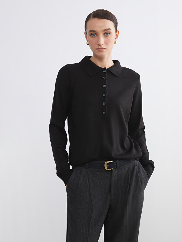 LCW Comfort Polo Yaka Kadın Triko Kazak