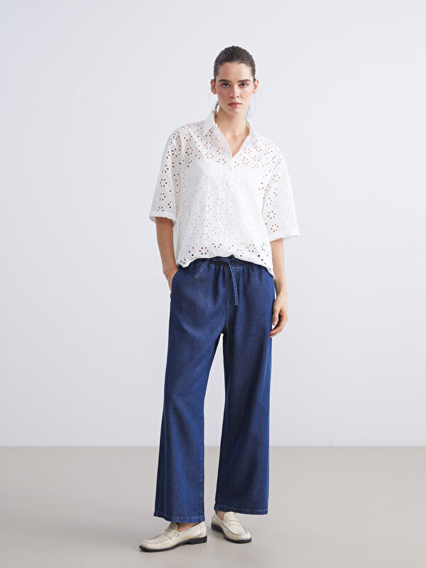 LCW Jeans Женские широкие джинсовые брюки с эластичным поясом