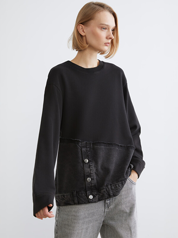 LCW Vision Bisiklet Yaka Oversize Kadın Sweatshirt