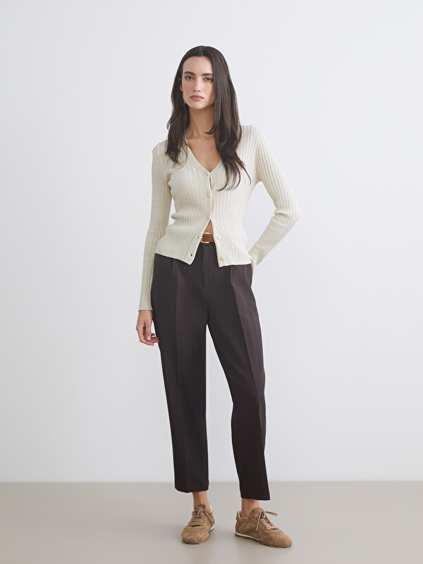 LCW Vision Beli Kemerli Loose Fit Kadın Pileli Pantolon