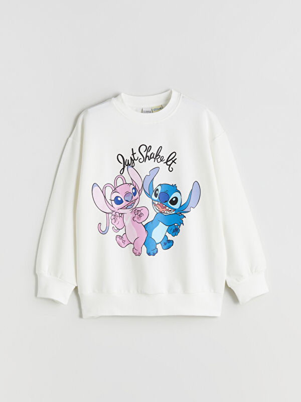LCW Kids سويت شيرت للبنات بياقة دائرية بطبعة Stitch و Angel