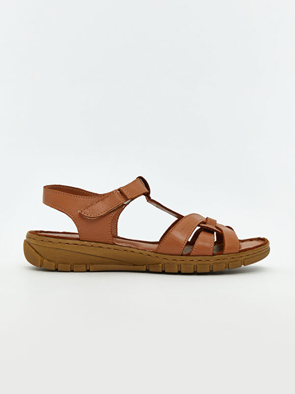 Deri Görünümlü Kadın Sandalet - Görsel 3