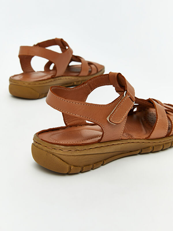 Deri Görünümlü Kadın Sandalet - Görsel 6