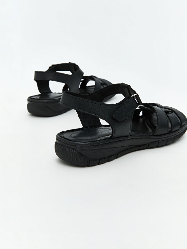 Deri Görünümlü Kadın Sandalet - Görsel 6