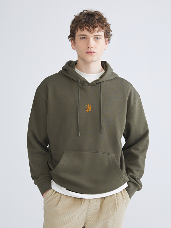 XSIDE Uzun Kollu Nakışlı Erkek Hoodie