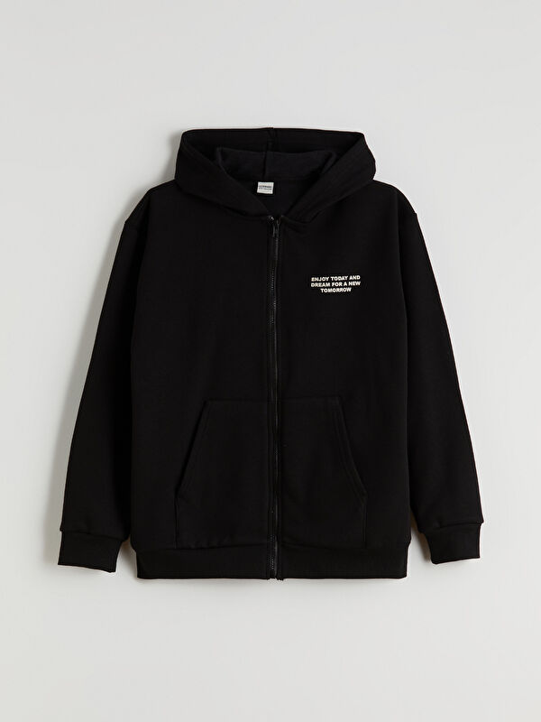 LCW Kids Kapüşonlu Erkek Çocuk Fermuarlı Sweatshirt