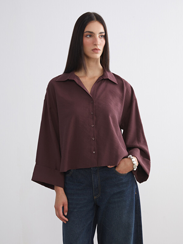 LCW Vision Oversize Modal Karışımlı Kadın Gömlek