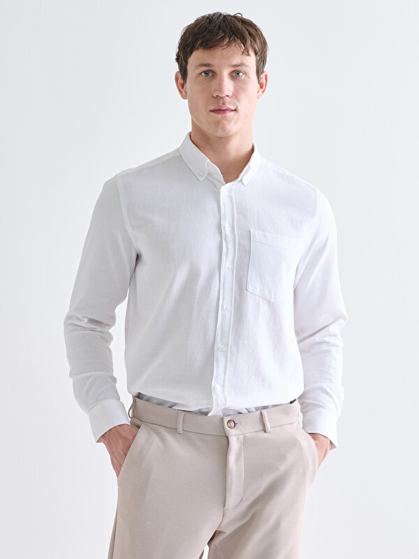 LCWAIKIKI Classic Regular Fit Uzun Kollu Armürlü Erkek Gömlek
