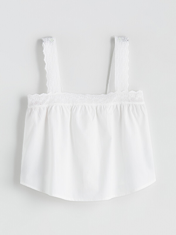 LCW DREAM Kare Yaka Nakışlı Kadın Pijama Üst