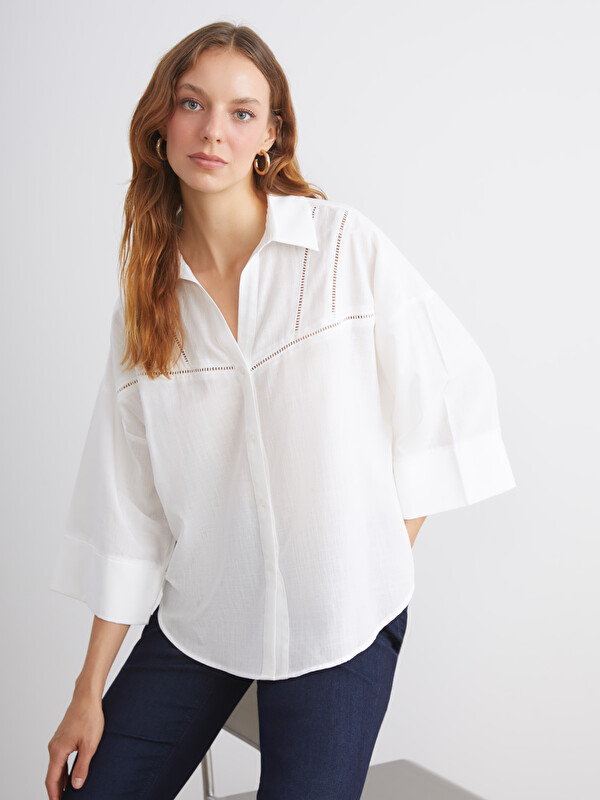 LCW Vision Ajurlu Oversize Poplin Kadın Gömlek