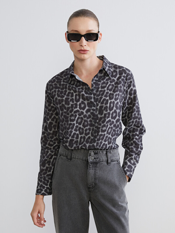 LCWAIKIKI Classic Leopar Desenli Kadın Gömlek