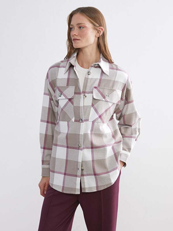 LCW Comfort قميص نساء كارو أوفرسايز