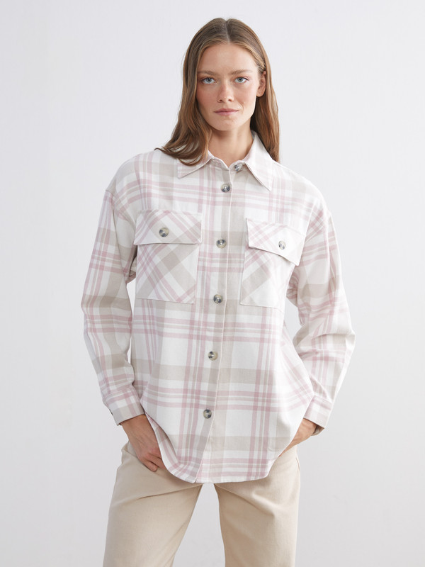 LCW Comfort قميص نساء كارو أوفرسايز