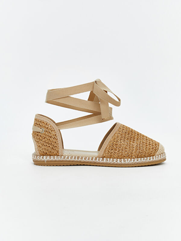 Bilekten Bağlamalı Kadın Hasır Sandalet - Görsel 3