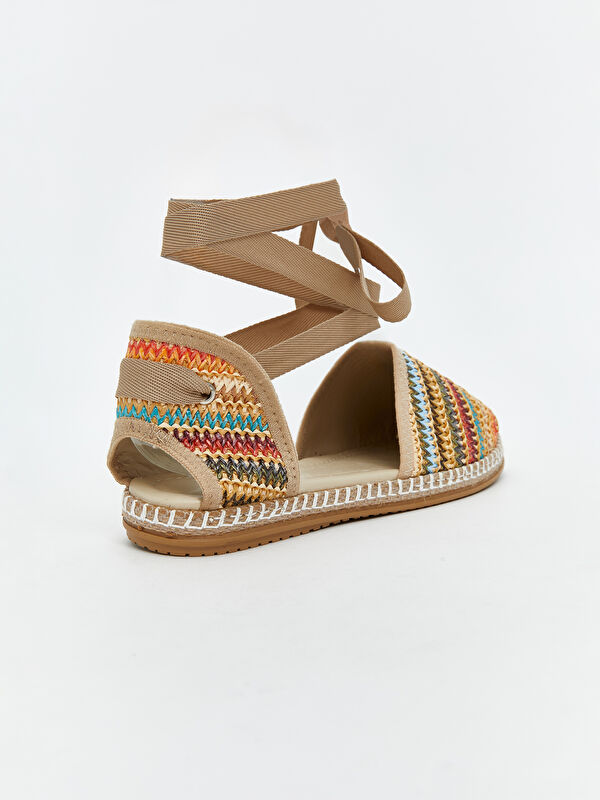 Bilekten Bağlamalı Kadın Hasır Sandalet - Görsel 6