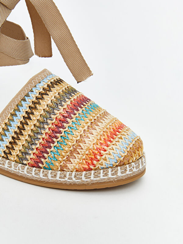 Bilekten Bağlamalı Kadın Hasır Sandalet - Görsel 7