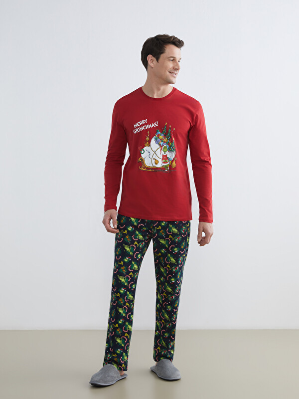 LC WAIKIKI Men's Holiday-Themed Pajama Set