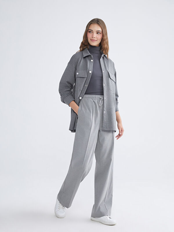 LCW Modest Beli Lastikli Geniş Paça Kadın Pantolon